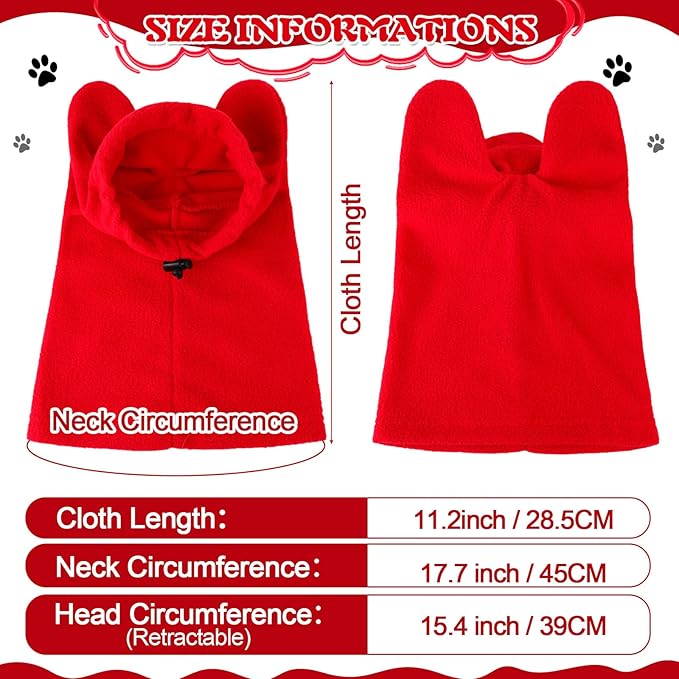 Winter Dog Hats Quiet Ears for Dogs Ear Muffs Pet Neck Warmer Scarf Hoodie Noise Protection Cover Beanie Head Wrap Costume for Pet Dog Cats(Red,S)