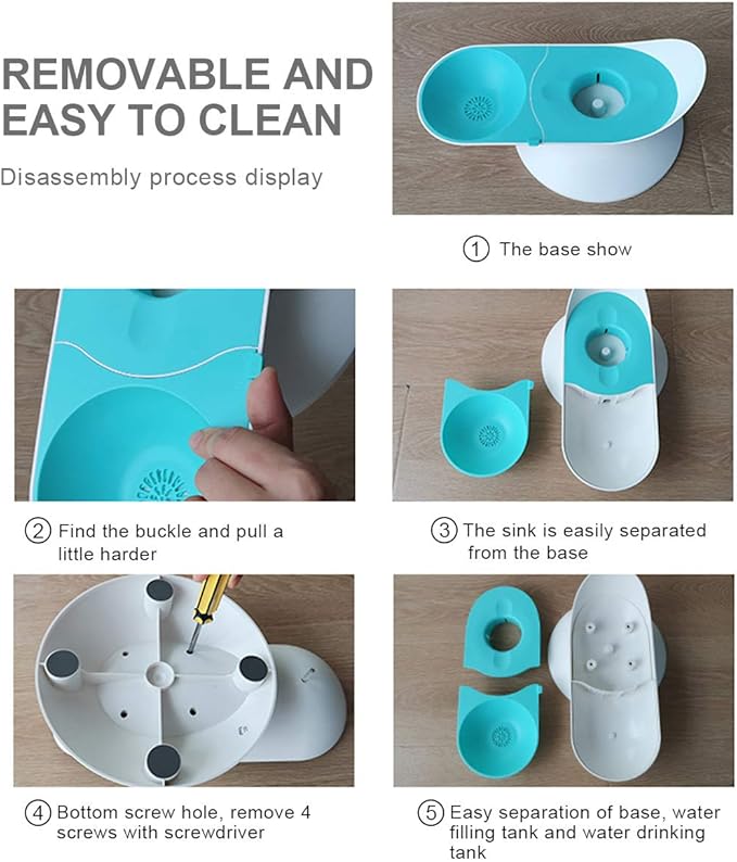 CLICIC Cat Dog Water Dispenser Automatic Water Drinking Fountain for Small or Medium Size Dogs Cats Easy to Clean Snail Shape 2.8L Blue
