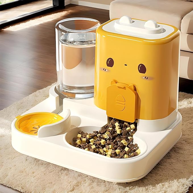 Automatic Dog Feeder – Food Dispenser | 2-in-1 Automatic Pet Food & Water Dispenser Set with Large Capacity Container Bowl, Ideal Feeding Solution for Puppy, Kitten & Small Medium Pets
