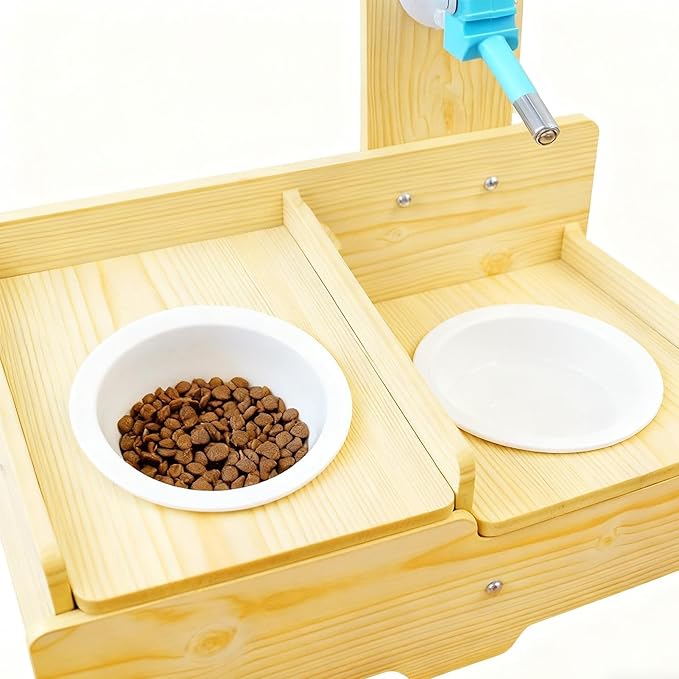 Dog Water Dispenser - Automatic Adjustable Height Wooden Pet Bowl | Indoor and Outdoor Watering Station for Puppies, Kittens, Cats, and Dogs, Perfect for Living Room, Balcony, Garden, Apartment, or Ho