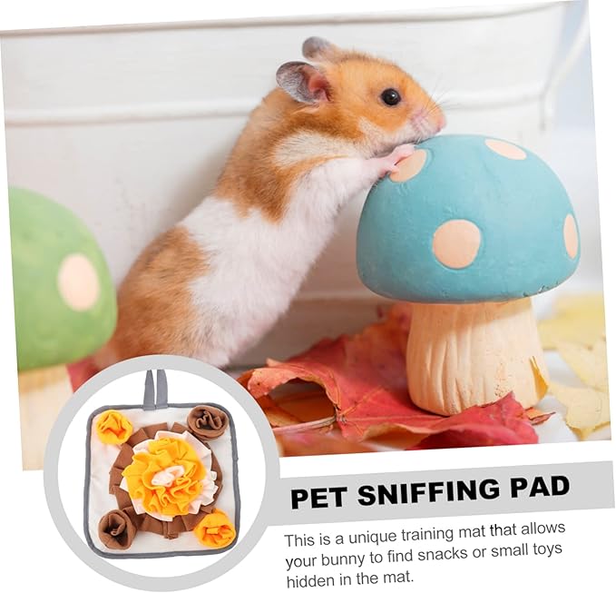 YARNOW Little Pet Foraging Mat for Small Animals Interactive Nose Work Snuffle Mat Slip Design for Rabbits Hamsters and More for Fun Treats and Toys