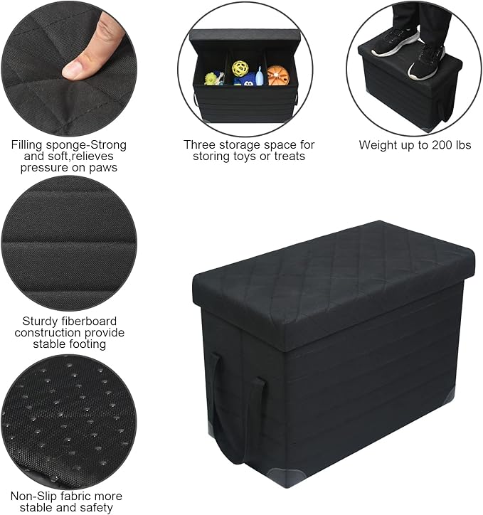 GJEASE Car Back Seat Extender for Large Dogs up to 200lbs,Dog Car Back & Front Seat Extender with Storage,Pets Can to Have The Whole Front/Back Seat to Stretch Out and Nap On Trips