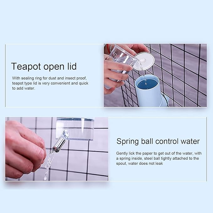 Dog Kennel Water Bottle Dispenser for Crate, 500ml No-Drip Dog Water Dispenser with Automatically Feeding Water Drinker Kettle for Pet