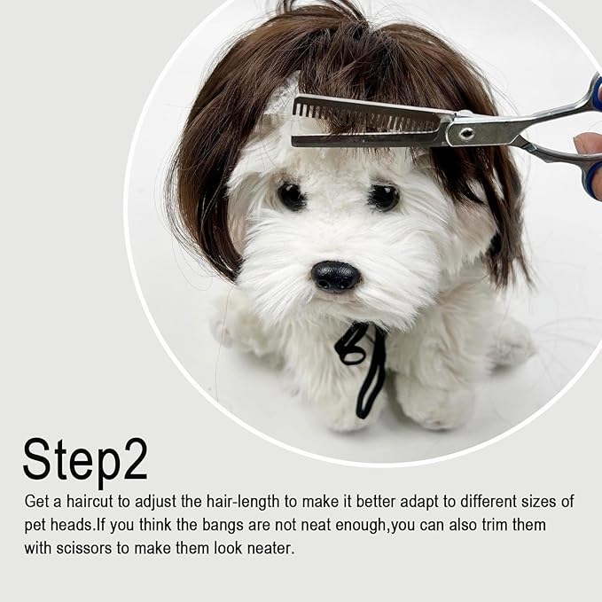 Funny Pet Wig – DIY Haircut & Adjustable Fit – Cat & Dog Costume for Halloween, Party, Photo Shoots – 3D Natural Look – Fits 5kg-50kg Pets