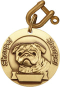 Vintage Pure Copper Pet ID Tags,Personalized Dog Tags,Three-Dimensional Relief Pet Pattern,Lettering on The Front and Back,Custom Pet Tags (B40-Sharpei)