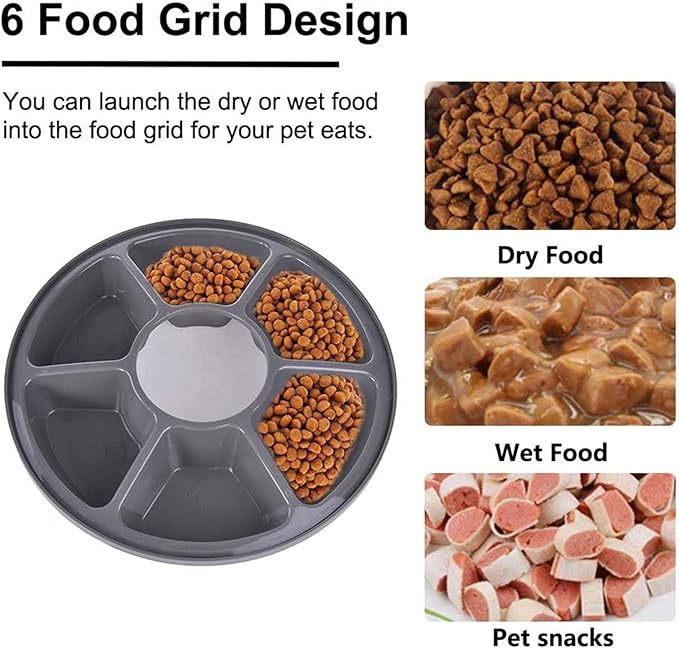 Automatic Pet Feeder for Dogs and Cats, Dry Or Wet Food Dispenser,6 Meal Trays with Portion Control,LCD Display Programmable Digital Timer, Voice Recorder Auto Cat Feeders