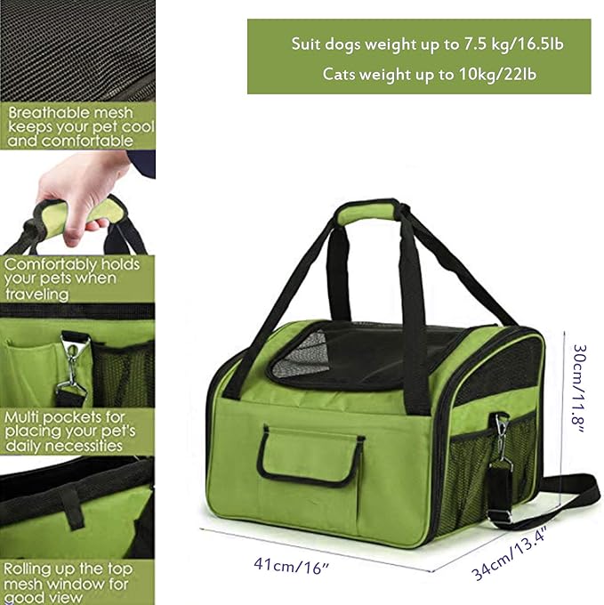Pet Car Booster Seat Carrier Portable Travel Bag,Cat Small Dog Pet Puppy Travel Cage with Carry Straps,Collapsible Puppy Carrier Seat for Small Medium Pets Up to 22Bls