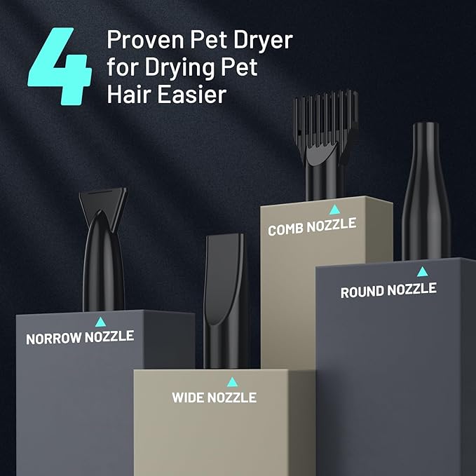 Dog Dryer High Velocity Dog Hair Dryer 5.2HP/3800W, Stepless Adjustable Speed Temperature Dogs Grooming Blow Dryer, Pet Dryer with 4 Nozzles,Blow Dryer for Dogs, Black
