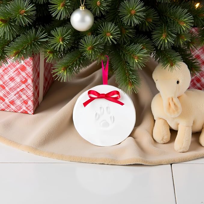 Tiny Ideas Christmas Paw Print Ornament Kit, DIY No Bake No Mess Holiday Keepsake, Dog or Cat Christmas Ornament, Pet Memorial Keepsake