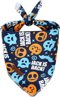 Halloween Dog Bandana – Spooky Ghost Print Triangle Scarf for Small Medium Large Dogs, Soft Cotton Pet Bib for Fall, Adjustable Dog Kerchief for Trick or Treat & Costume Parties