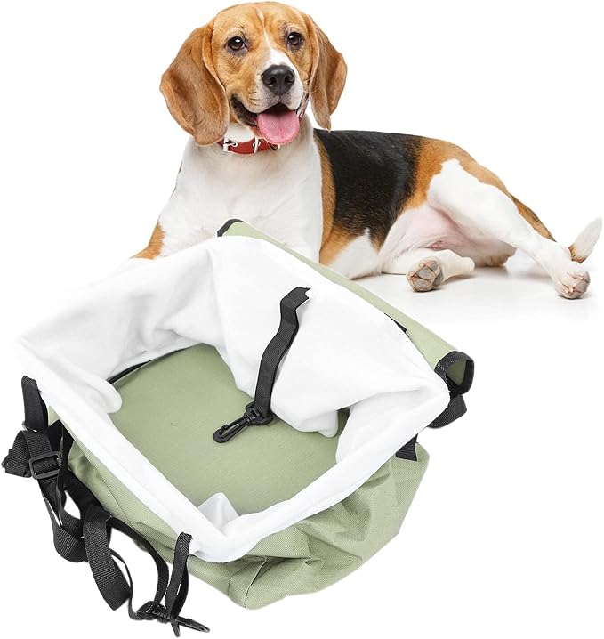 ZJchao Dog Car Seats for Small Dogs, Portable Travel Bag with Safety Traction Belt and Blanket, Non-Slip Backing, Adjustable Shoulder Straps, Green
