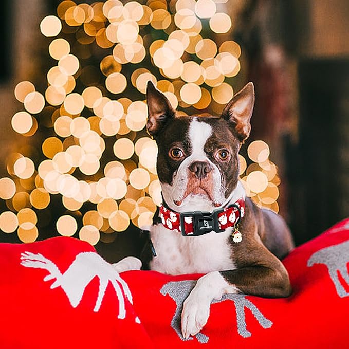 Lionheart glory Christmas Dog Collar Red Santa Claus Cute Dogs Collar - Adjustable Unique Design Safety Soft Collars for Small Dogs Female Male Xmas Puppy Collars