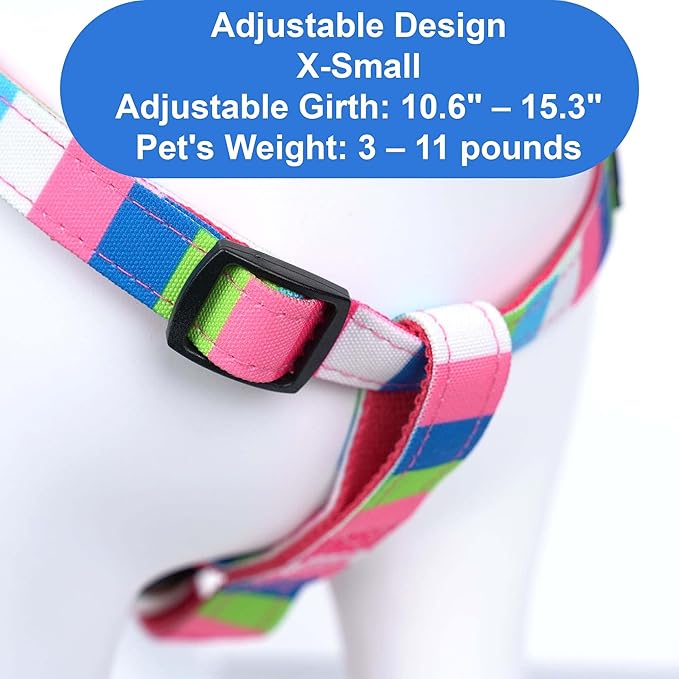 Pawtitas Personalized Dog & Puppy Harness Extra Small Pink/Blue/Teal/Green Custom ID Tag Adjustable No Pull Vest