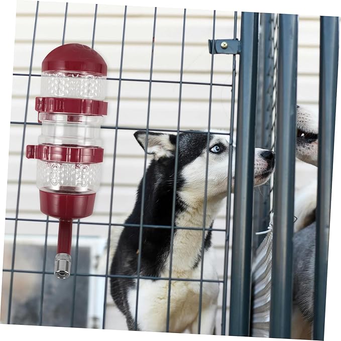 Hanging Dog Water Dispenser for Pets Automatic Feeder Compact Pet Cage Water Fountain No Leak Design for Cats and Dogs Easy Installation Wine Color