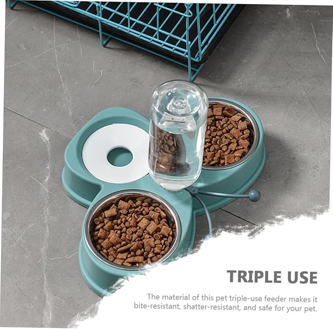 Convenient Automatic Pet Feeder Waterer Double Bowl and Cats Removable Stainless Steel Bowls Easy to Clean for Busy Pet Owners