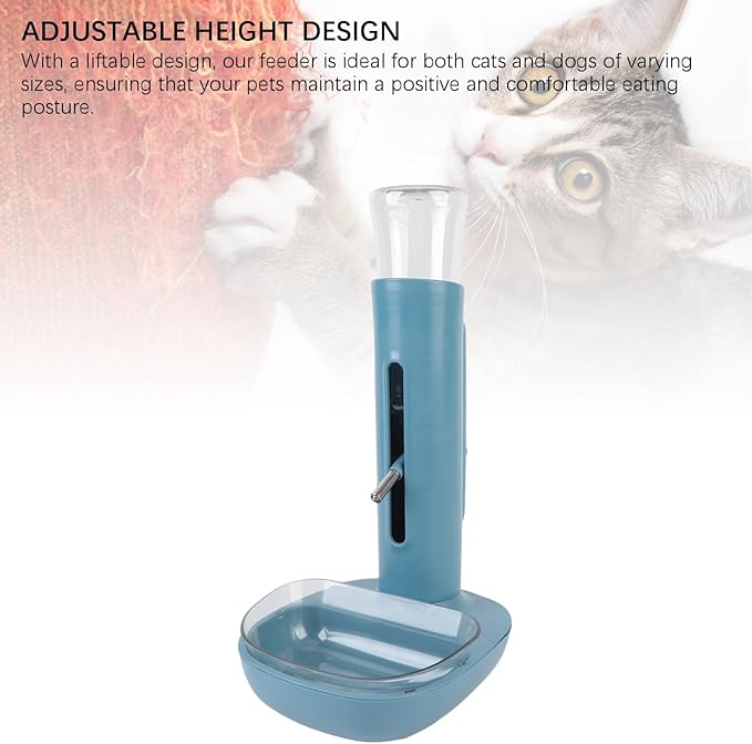 Pet Water Dispenser, Automatic Feeding Mechanism with Liftable Design for Cats and Dogs, Hanging Mountable No Wet Mouth Large Capacity (Blue)