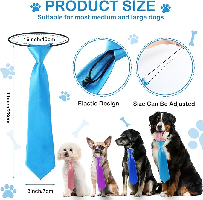 Newcotte 110 Pcs Large Dog Ties Bulk Adjustable Dog Neck Ties Collar Grooming Neckties for Girl Boy Pets Gift Favor(Classic)