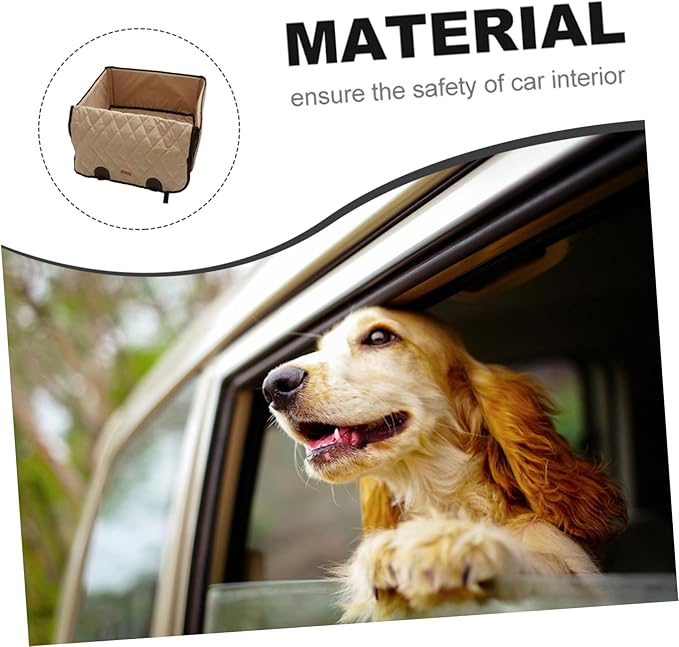 STOBOK Small Dog Car Seat Dog Booster Seat Breathable Travel Carrier Cage Folding Soft Elevated Pet Bed Cushion for Auto Small Medium Pets Beige