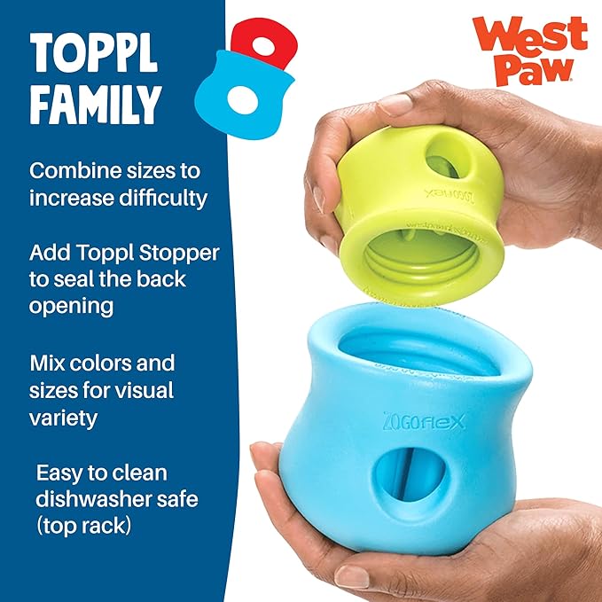 WEST PAW Toppl Durable Dog Treat Puzzle Toy for Medium to Large Dogs- Engaging Interactive Chew Toy for Mental Stimulation, Slow Feeding- 3/4 Cup Capacity - Clover Green, Large