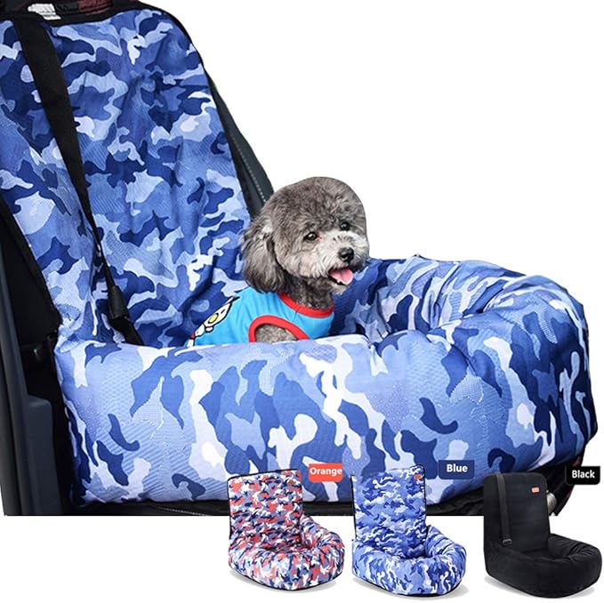 Dog Car Seat Pet Puppy Booster Seat Dog Travel Car Carrier Bed with Clip-On Safety Leash, Non-Slip Dog Safety Car Seat for Small and Medium Pets, Compatible with All Cars/Suvs