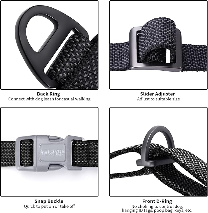 No Pull Dog Harness, Reflective Puppy Harness with Soft Padded Handle, Escape Proof/Quick Fit Adjustable Pet Harness for Small Medium Large Dogs, Easy for Training Walking (Black, S)