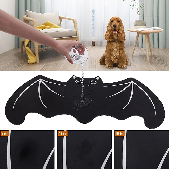 Halloween Pet Mat for Food and Water, Pet Feeding Mat for Dog Cat Bowl Absorbent Anti-Stain Non-Slip Quick Dry Easy Clean Floor Placemat, Pets Accessories Indoor (20 * 31.5 in)