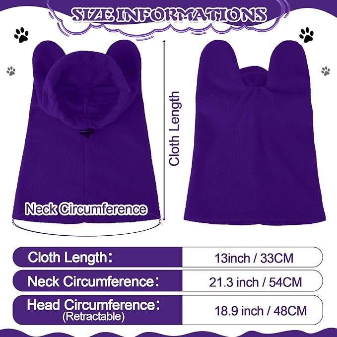 Winter Dog Hats Quiet Ears for Dogs Ear Muffs Pet Neck Warmer Scarf Hoodie Noise Protection Cover Beanie Head Wrap Costume for Pet Dog Cats(Purple,XL)