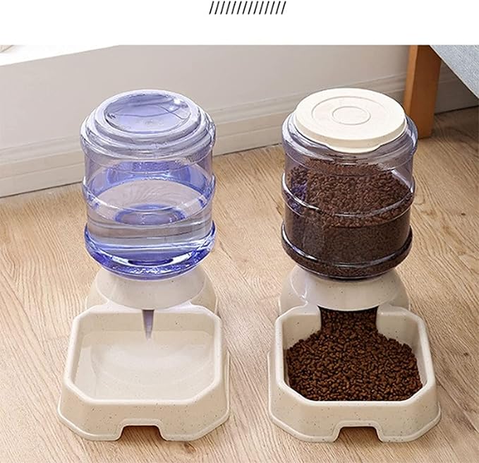 3.8L Big Capacity Automatic Dog Food Feeder Water Set Unplugged Fountain Dispenser Waterer Self Feeding Bowl For Small Large Pet Dog Cat Puppy cat fountain (Size : Feeders) (Water dispensers)