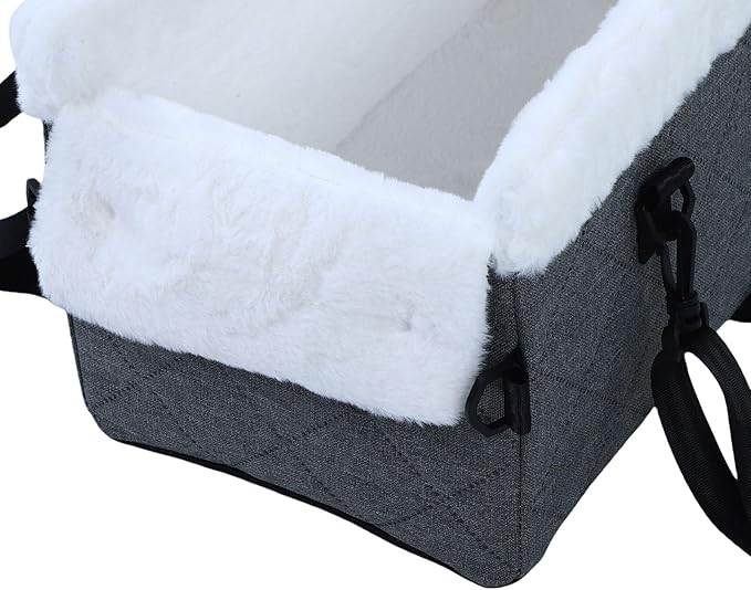 ASHATA Dog Car Seat for Small Dogs, Portable Soft Pet Car Travel Home Bed, Comfortable Pet Carrier for Trucks SUVs (Grey)