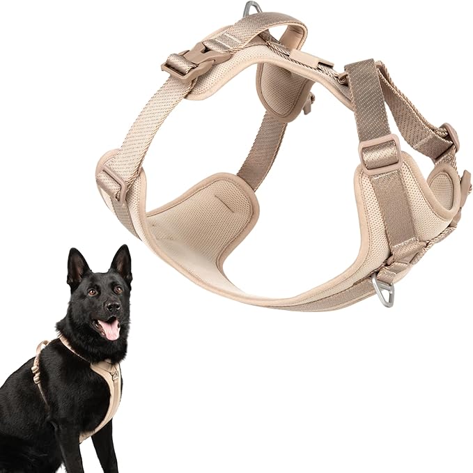 All-Weather No Pull Dog Harness Reflective Vest Harness QR Code Anti-Lost Adjustable Quick-Release Buckle Soft Padded Breathable Harness for Small Medium Large Dog (Super Reflect-Earth, XL)