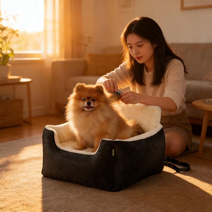 Safe Pet Car Seats Including Storage Pockets and Adjustable Strap for Secure Transport of Small to Media Breed Dogs Small Dog