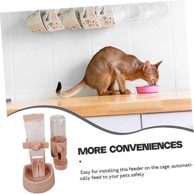 balacoo 1set Automatic Pet Feeder and Water Dispenser for Dogs and Cats Wall-Mounted Design Safe Material Easy Observation of Food and Water Levels for Pets