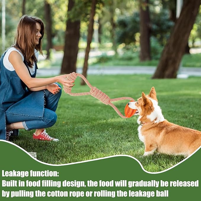 Dog Rope Ball Toy - Large Breed Dog Toy | Pet Interactive Rope Ball | Ropes Balls Dogs Large Breed | Interactive Food Dispenser String | Cotton Knot, Pet Chew Supplies for Easy Throwing
