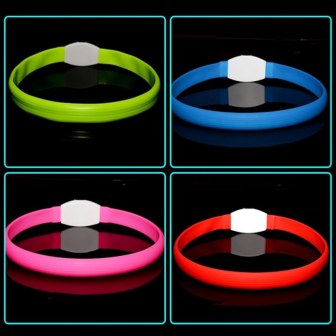 Rechargeable LED Dog Collar with Soft Silicone,Adjustable Glowing Safety Collar for Night Walks,3 Lighting Modes (Fast/Slow Flash/Steady),4 Colors (Red/Blue/Pink/Green),Fits Multiple Dog Sizes (Red)