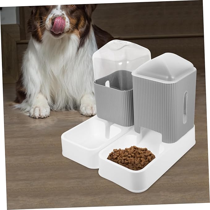 BESPORTBLE Automatic PET Feeder and Water Dispenser Set for Cats and Dogs 2-Piece Cat Bowl Set Waterproof Design Adjustable Feeding Schedule Material