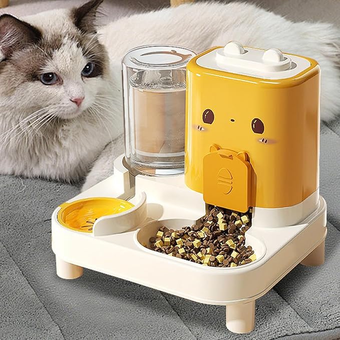 2 in 1 Dog Food Dispenser - Automatic Feeder with Water Bowl, Function Food Storage | Detachable Waterer, Convenient Travel and Home Feeding Station, Portable Care Accessory for Dogs,