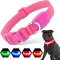 Light Up Dog Collars Rechargeable, Reflective LED Glow Dark Dog Collar for Small Medium Large Dogs, Adjustable Pet Dog Lights for Safe Night Walk-Pink, Small