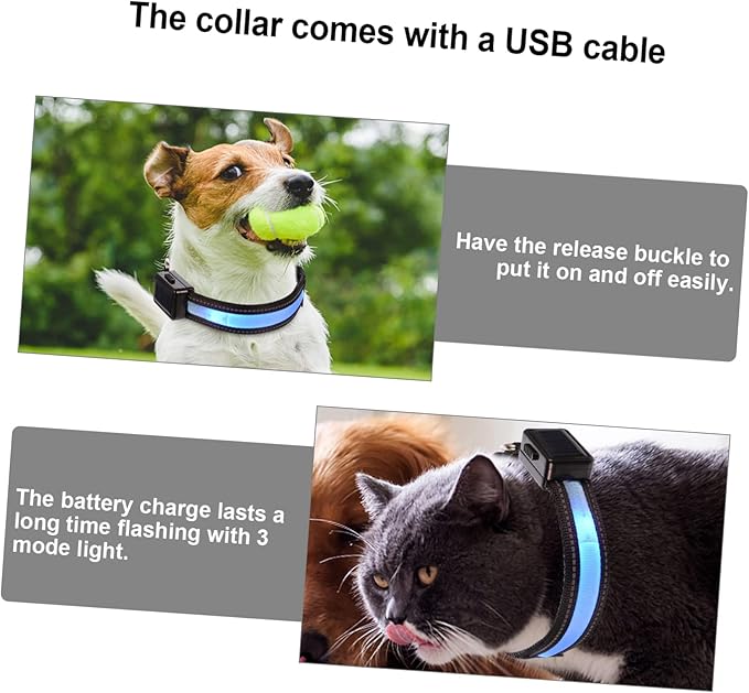Happyyami Pet Accessory USB Rechargeable Dog Collar Led Lights Night Safety Stylish Dog Collar for Parties