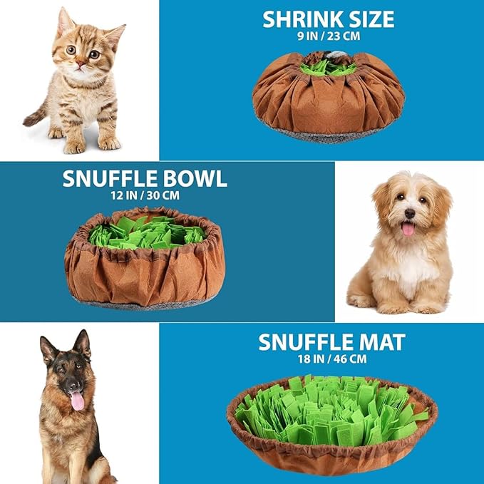 Snuffle Mat for Dogs Sniffing Feeding Mat, Durable Interactive Dog Puzzle, Sniff Mats for Large Medium Small Breed Dog Pet, Feeding Bowl Dog Anti-Slip Nose Work Spliced Training Mat Foraging, Green