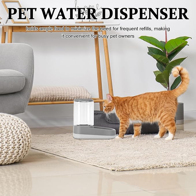 Automatic Dog and Cat Food Feeder with Self-Dispensing Water Dispenser, 5l Dry Food Capacity, Plastic, Suitable for Small and Large Pets, Pet Feeding and Watering Supplies for Home