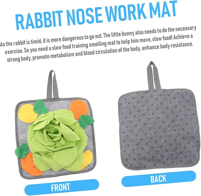 Toyvian Rabbit Foraging Mat Random Pattern Design Slow Feed Snuffle Mat for Rabbits Reduces Anxiety and Encourages Play Bunny Toy for Small Pets