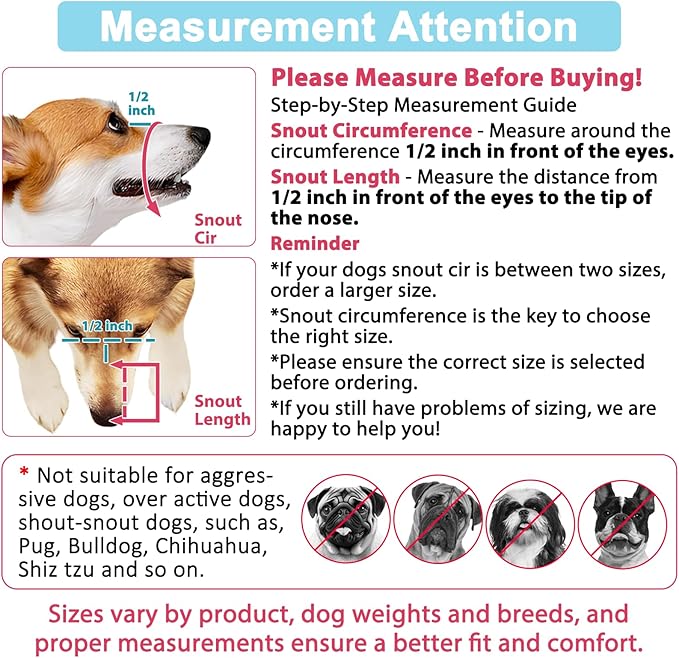 LUCKYPAW Dog Muzzle Anti Biting Barking and Chewing with Comfortable Mesh Soft Fabric and Adjustable Strap, Suitable for Small, Medium and Large Dogs(Black Bone,XS)