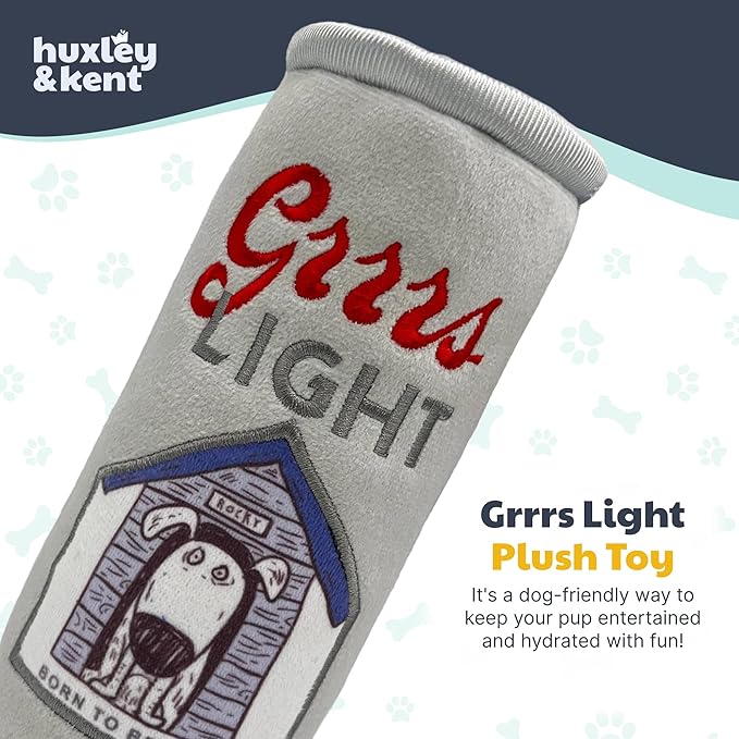 Huxley & Kent Funny Dog Toy w/Squeaker – Power Plush Squeaky Dog Toys for Small, Medium & Large Dogs – Soft Stuffed Animal for Indoor Play & Fetch - Grrrs Light, Large