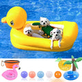 Pool Float Set for Dogs - Raft With Collapsible Bowl, Non-Toxic Water Toys for Small Dogs, Puppies and Doggies, Yellow Duck