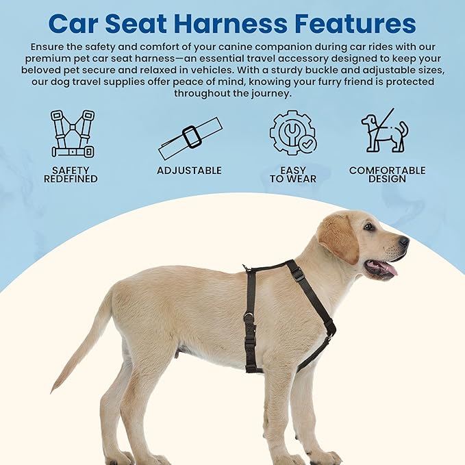 FidoRido Dog Car Seat Strap Expansion Kit - Secure & Comfortable Travel Supplies for Dogs in Vehicles, Keep Your Pet Safe, Sturdy, Dog Travel Accessories, Adjustable Sizes, Black - Small, 8" - 16"