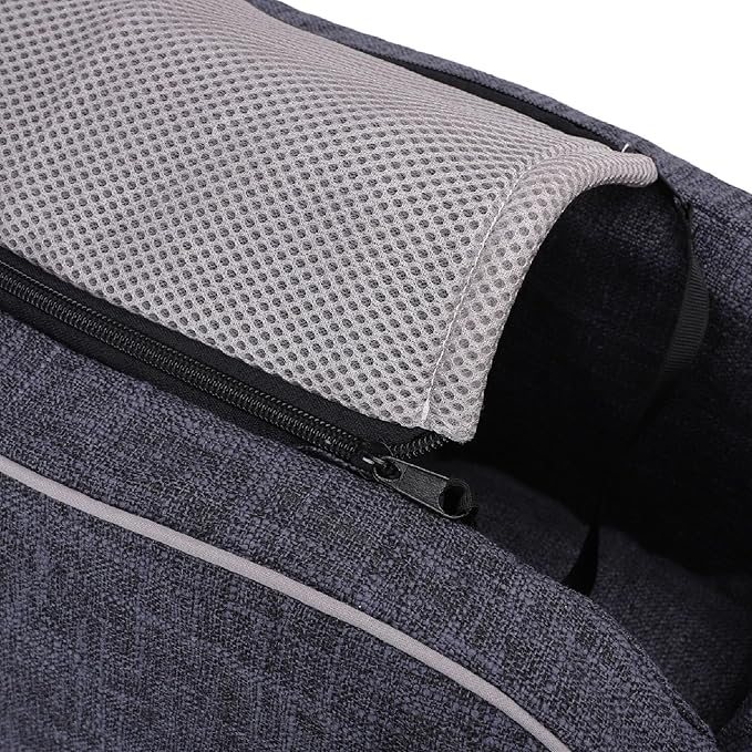 Focket Dog Car Seat, Fits Most Car Linen Fabric Safety Leash Attachment Portable Handle Design Console Dog Seat, Portable Bed with Mat for Travel Camping