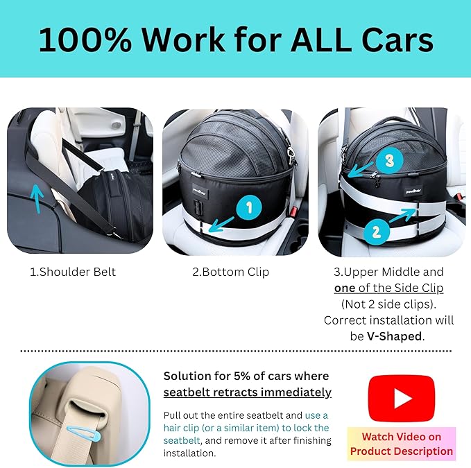 Crash-Tested Small Dog Car Seat (Test with FMVSS 213b - U.S. Child Restraint System) - 5 Star Safety Rated - Enclosed Dog Car Seats for Small Dogs, Cat, Pet Up To 15lbs - Built for Ultimate Protection