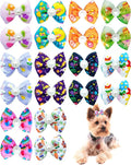 PET SHOW 20 Pack Easter Dog Hair Bows with Alligator Clips for Small Medium Dogs Colorful Bowknot Hair Clips Cat Puppy Yorkshire Grooming Hair Accessories Bunny Eggs for Party Costumes
