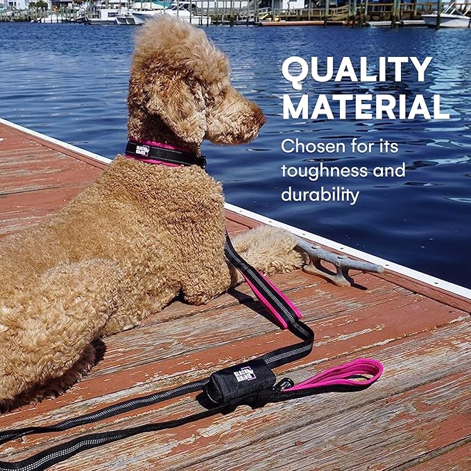 Black Rhino - The Comfort Collar Ultra Soft Neoprene Padded Dog Collar for All Breeds - Heavy Duty Adjustable Reflective Weatherproof (Small, Pink/Black) (Pack of 2)