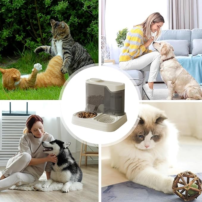 Automatic Dog Feeder – Travel Pet Food Bowl, Splash-Proof Puppy Water Dispenser | Multi-Pet Households Self Feeding Station, 2-in-1 Food Water Container for Apartment and Vacation Use